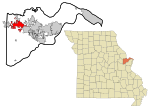 St. Charles County Missouri Incorporated and Unincorporated areas Wentzville Highlighted